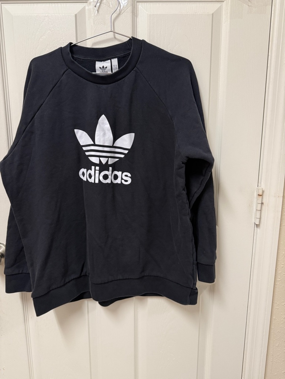 adidas Black Crewneck Sweatshirt with White Trefoil Logo